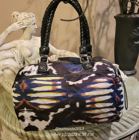 L.A.M.B. by Gwen Stefani Ikat Nylon Leather Satchel Luxury Designer Bag #589 - Picture 5 of 13